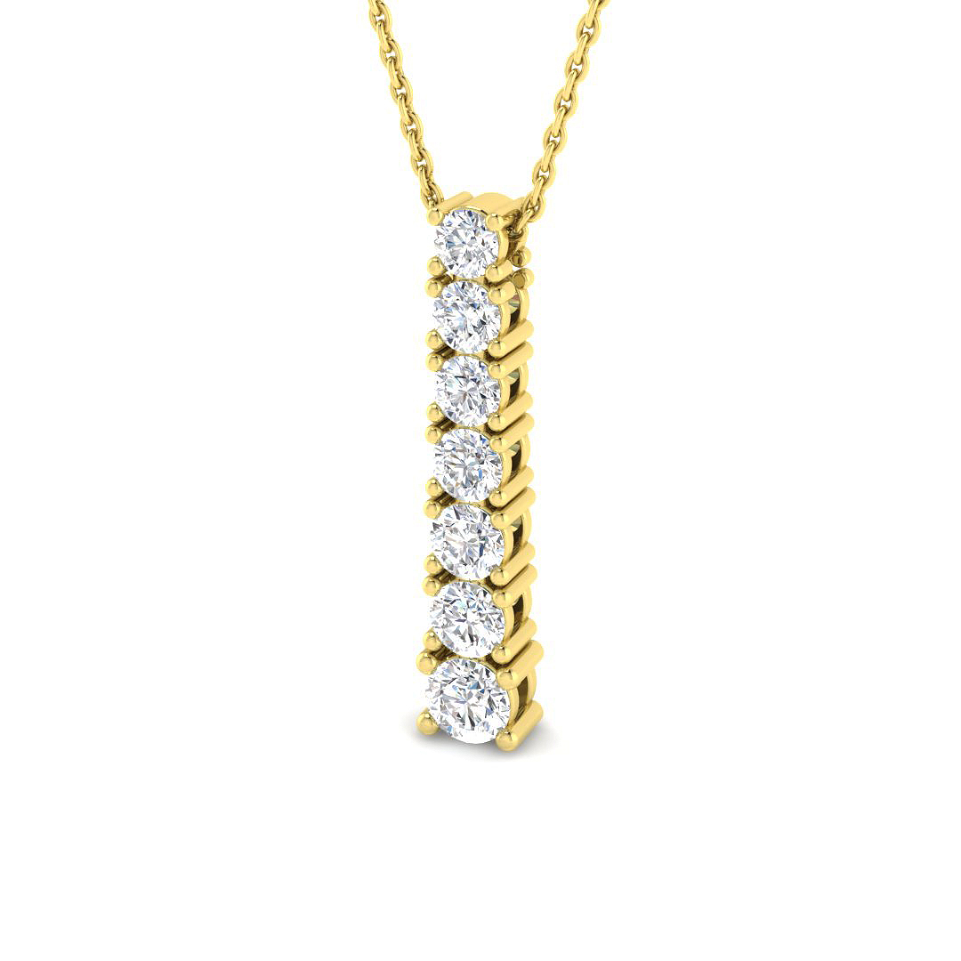 0.96ct Lab-Grown Diamond Drop & Trilogy Pendant in 9K Yellow Gold