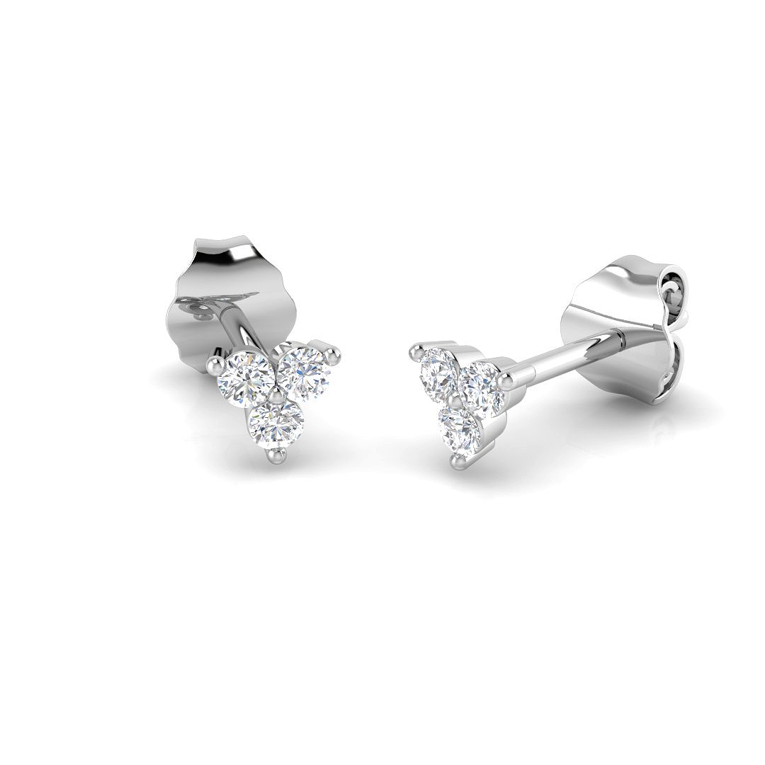 0.11ct Natural Diamond Drop & Trilogy Earrings in 9K White Gold