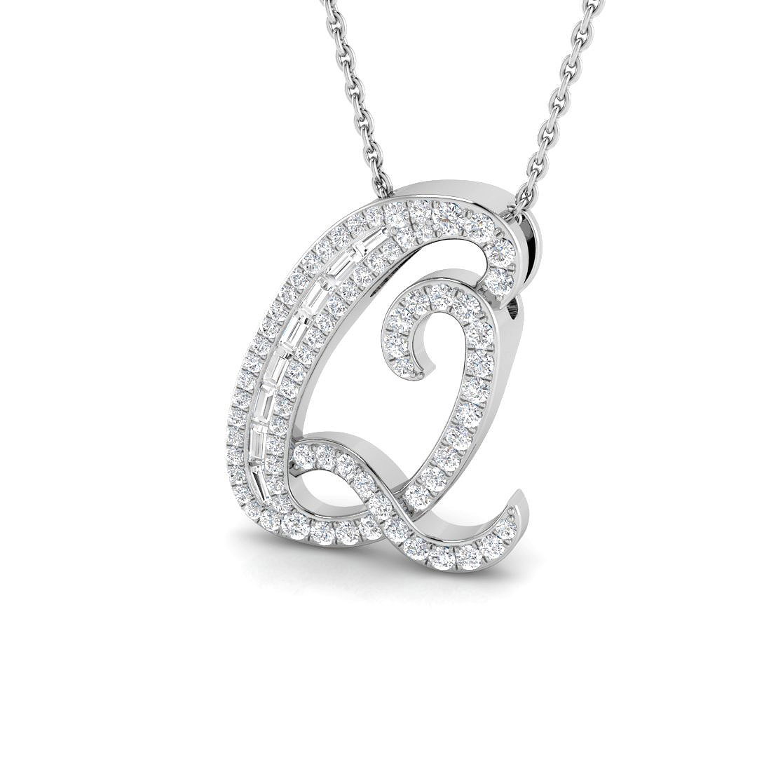 0.45ct Natural Diamond Initials Pendant in 9K White Gold
