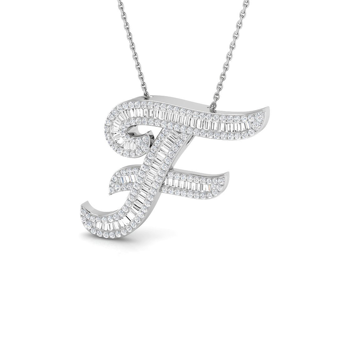 0.88ct Natural Diamond Initials Pendant in 9K White Gold