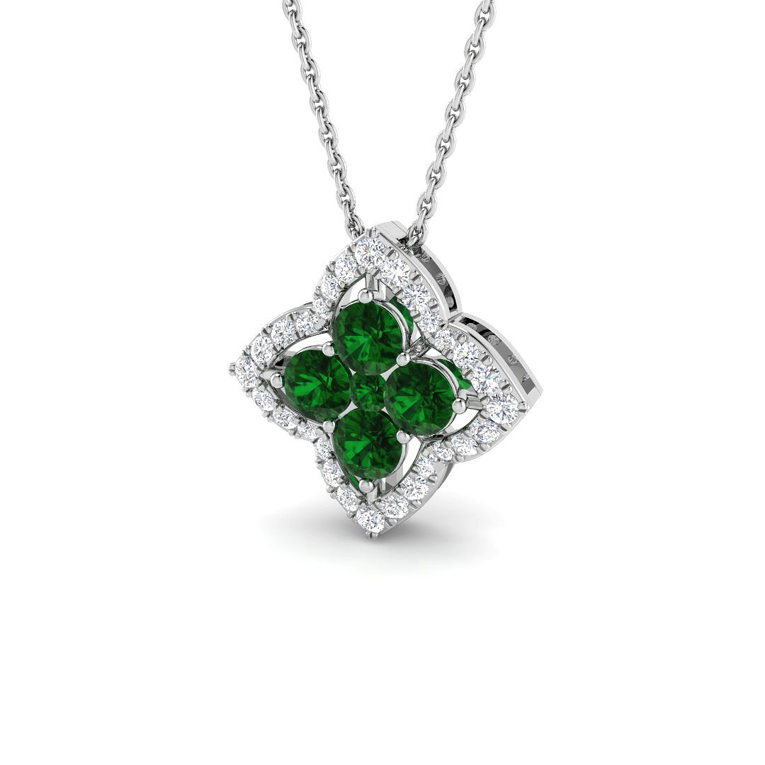 Emerald Pendant in 9K White Gold