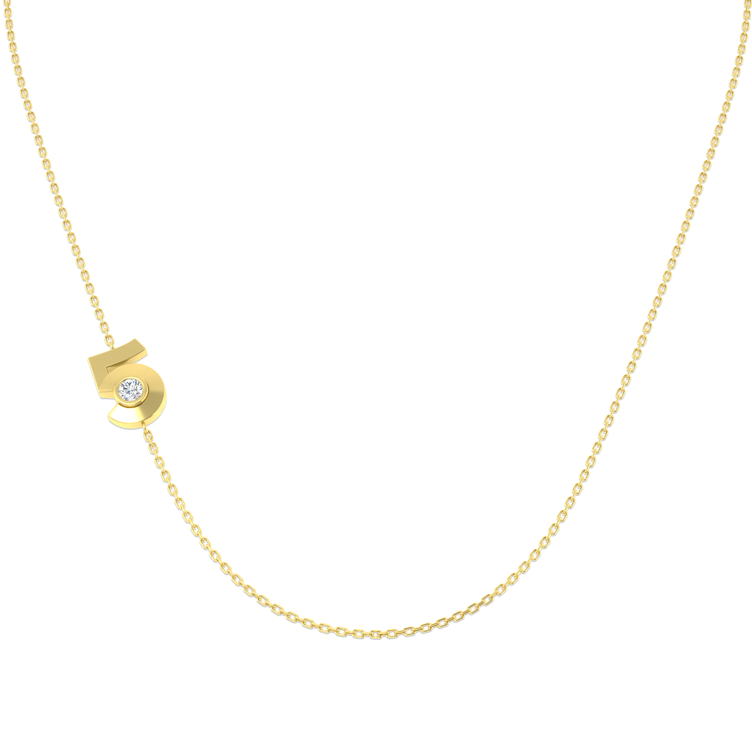 0.10ct Lab-Grown Diamond Numbers Necklace in 9K Yellow Gold
