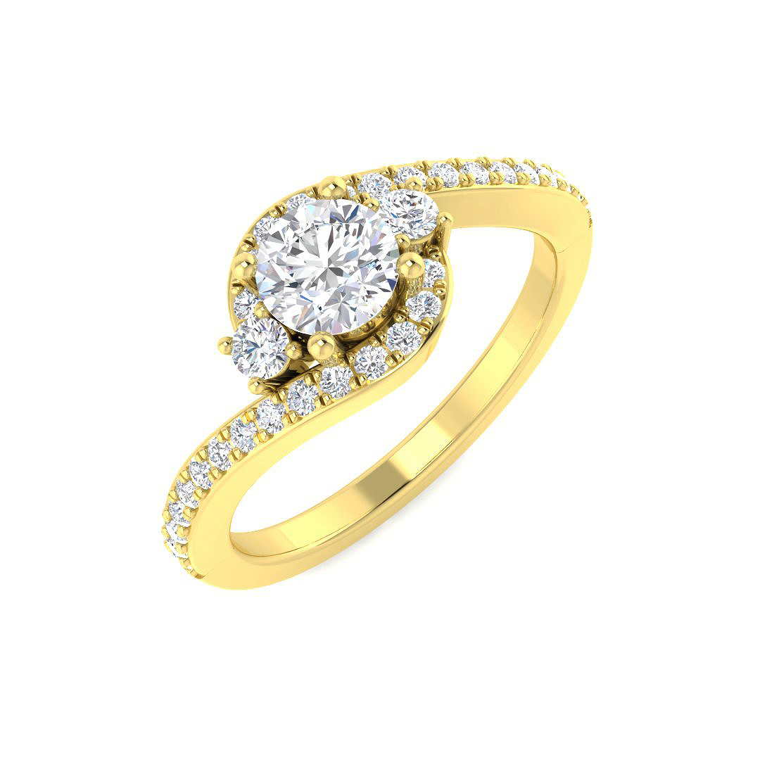 0.91ct Lab-Grown Diamond 3 Stone Ring in 9K Yellow Gold