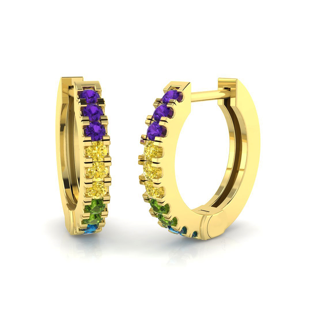 0.25ct Natural Diamond Hoops Earrings in 18K Yellow Gold