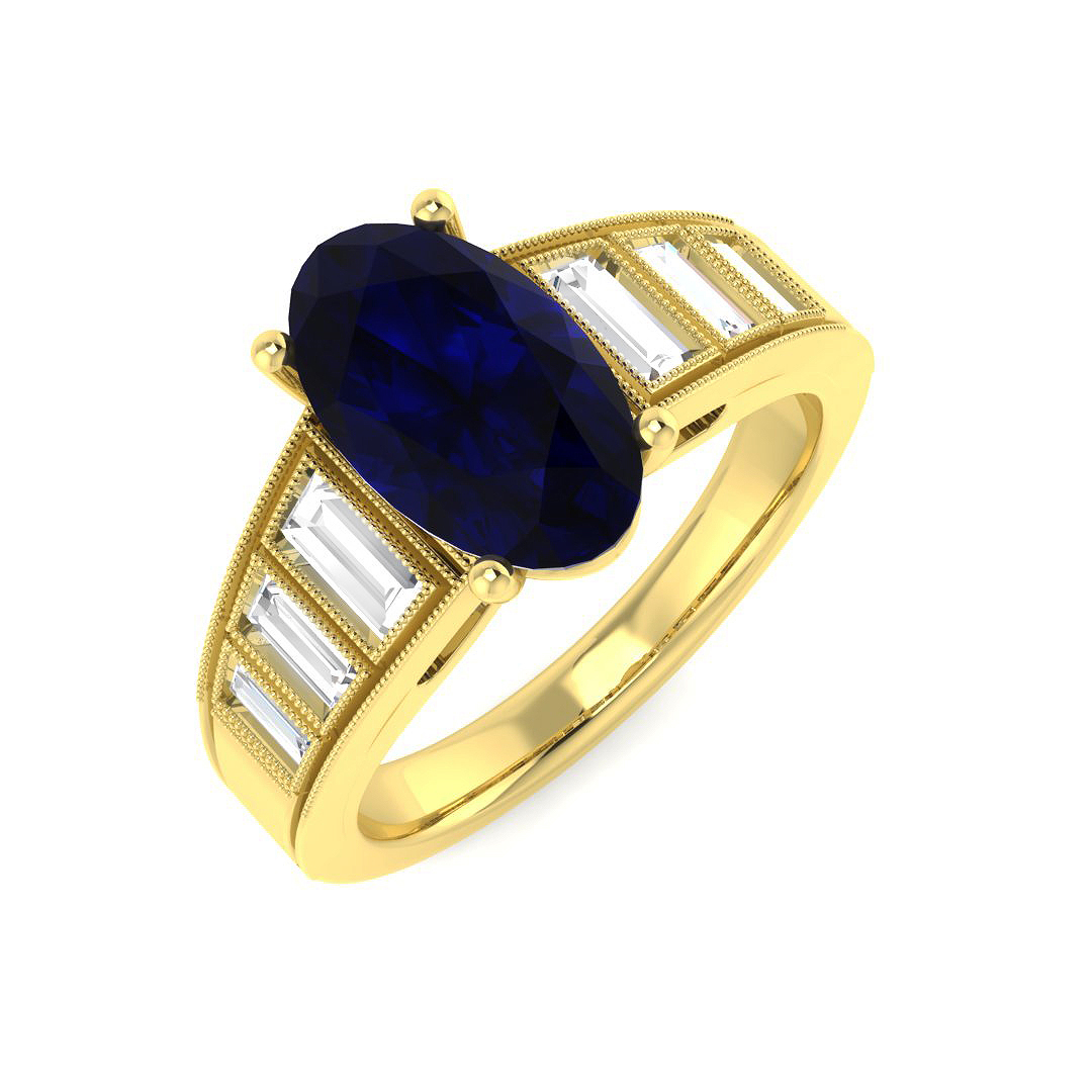 Blue Sapphire Ring in 18K Yellow Gold