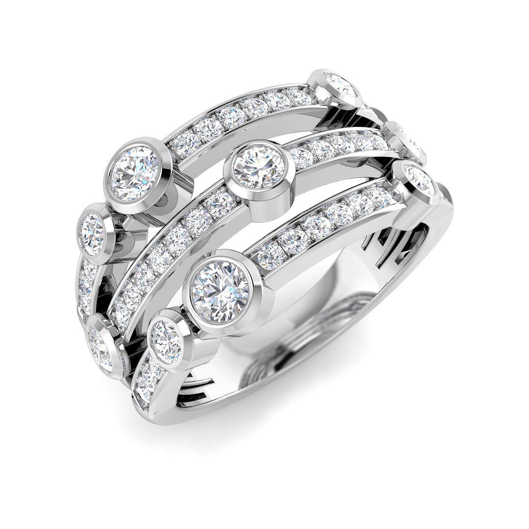 1.04ct Lab-Grown Diamond Bubble Rings Ring in 9K White Gold