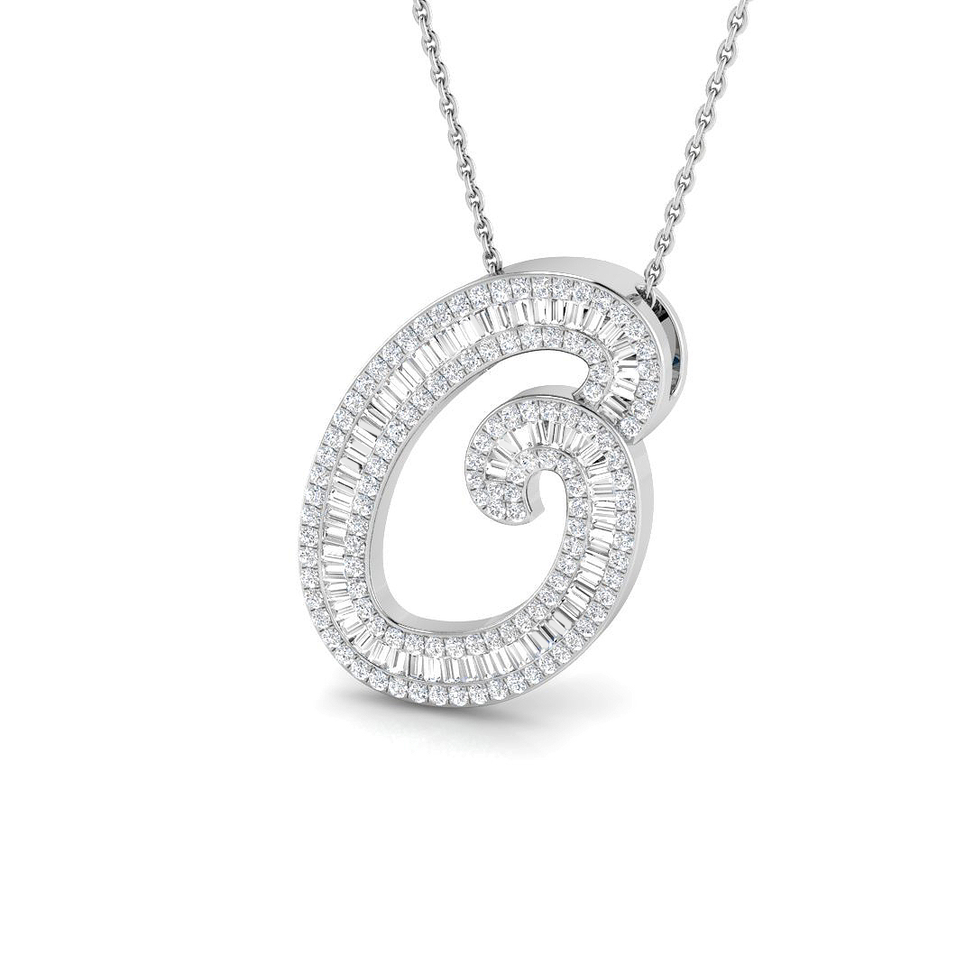 0.93ct Natural Diamond Initials Pendant in 9K White Gold