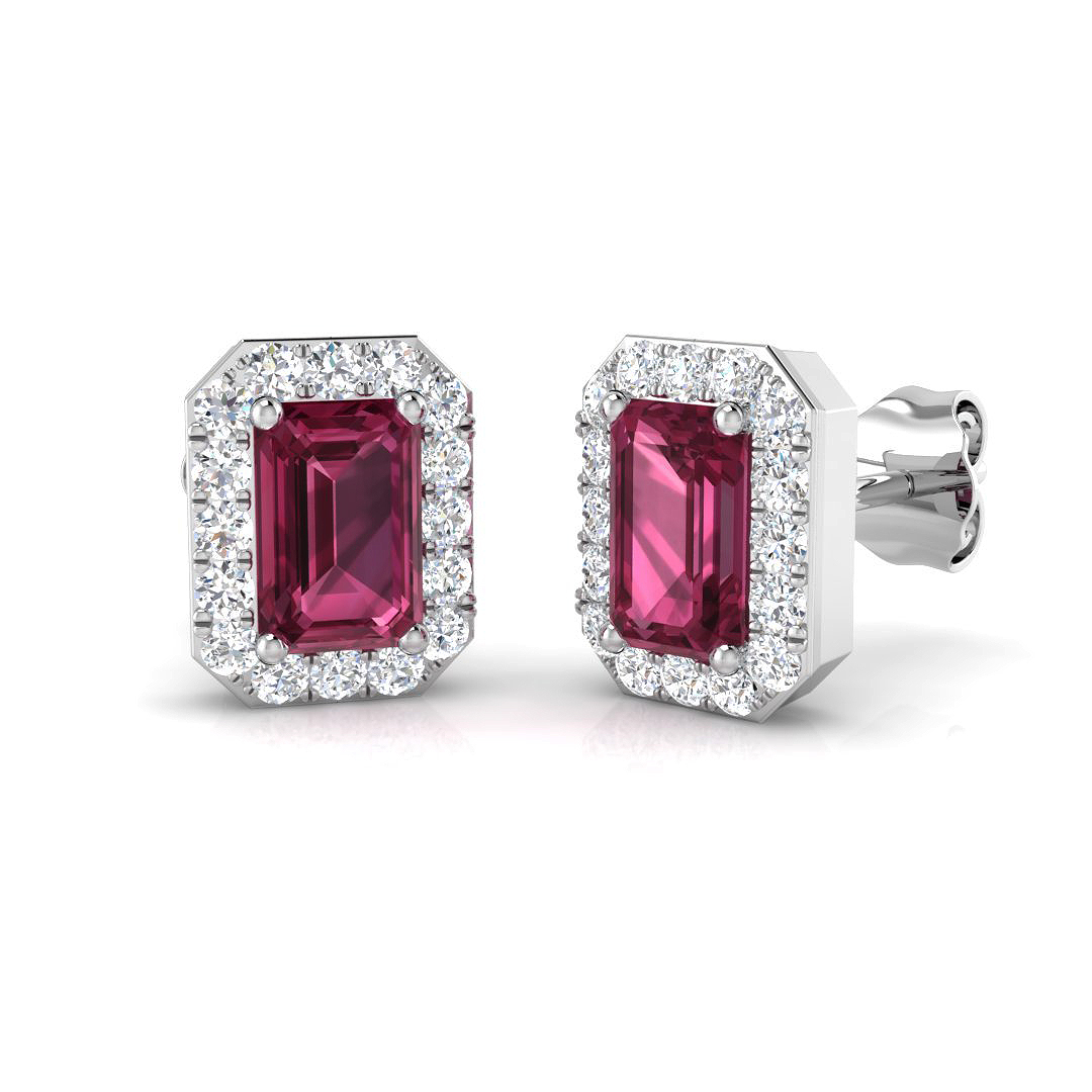 Pink Tourmaline Earrings in 18K White Gold