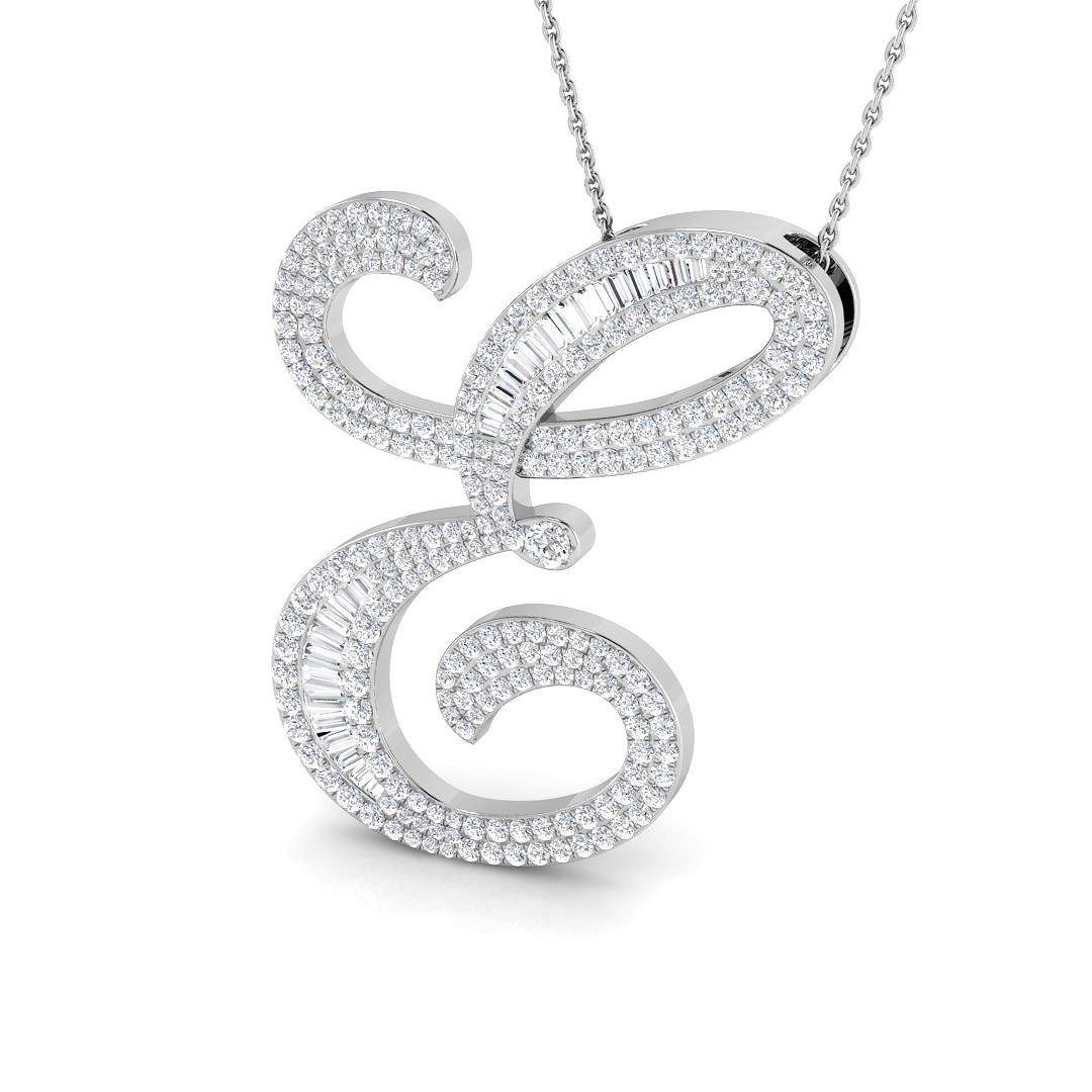 1.88ct Natural Diamond Initials Pendant in 9K White Gold