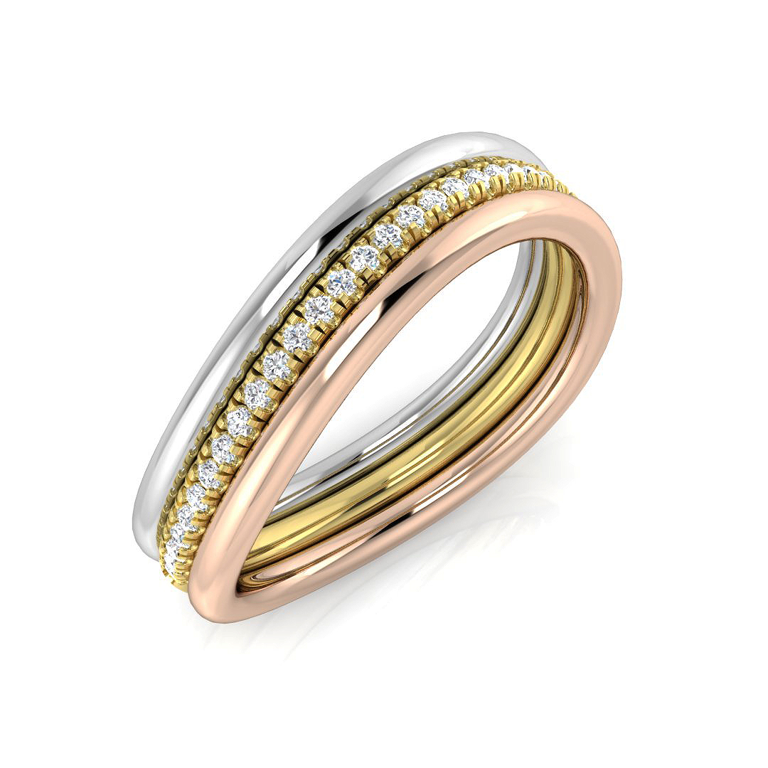 0.10ct Natural Diamond Fancy Ring in 9K 3 TONE