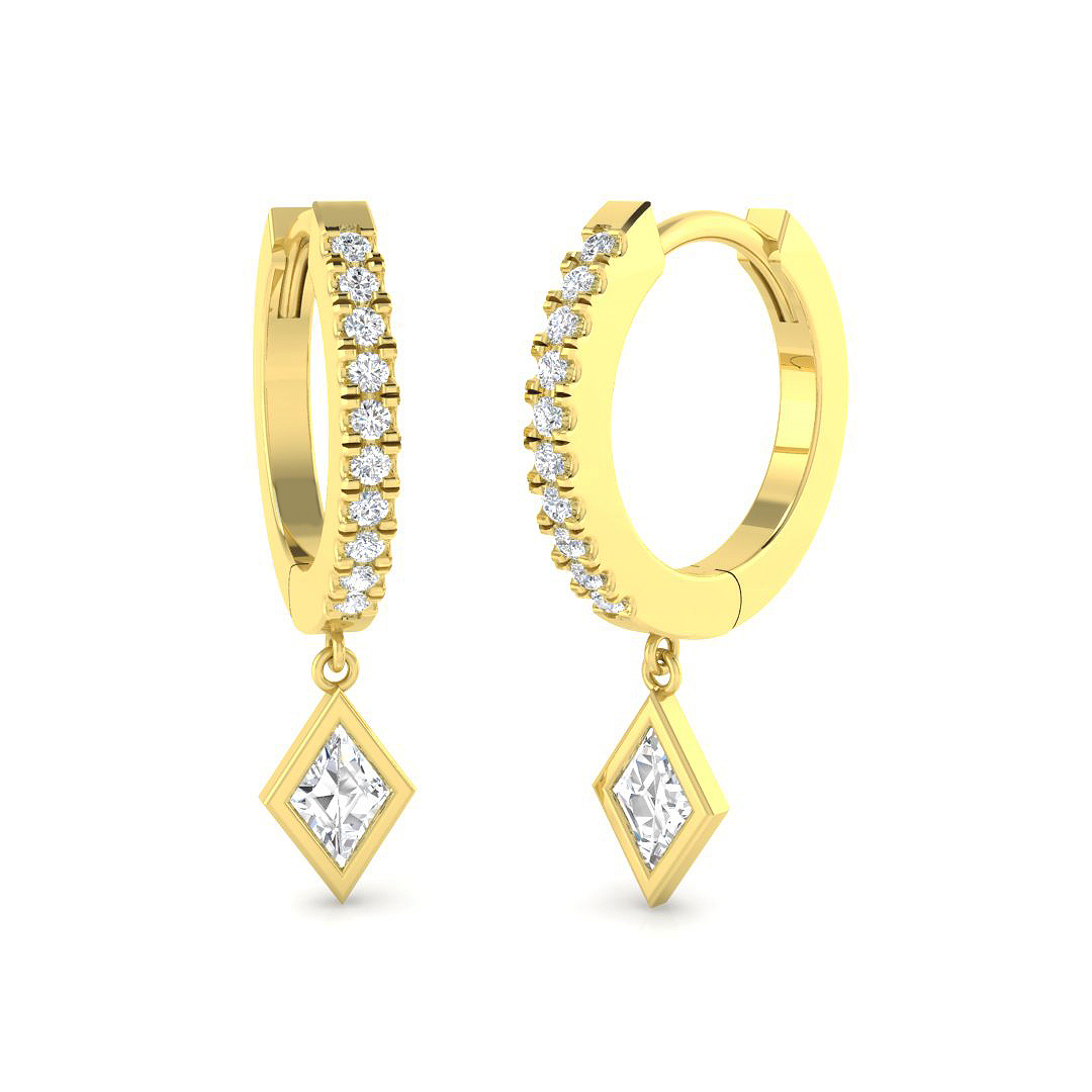 0.48ct Natural Diamond Drop & Trilogy Earrings in 18K Yellow Gold