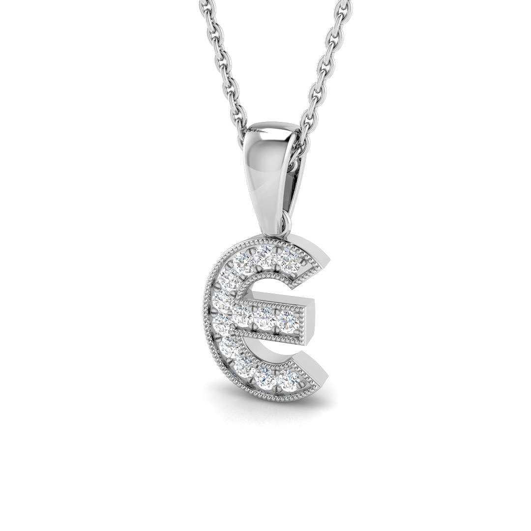 0.12ct Natural Diamond Initials Pendant in 18K White Gold