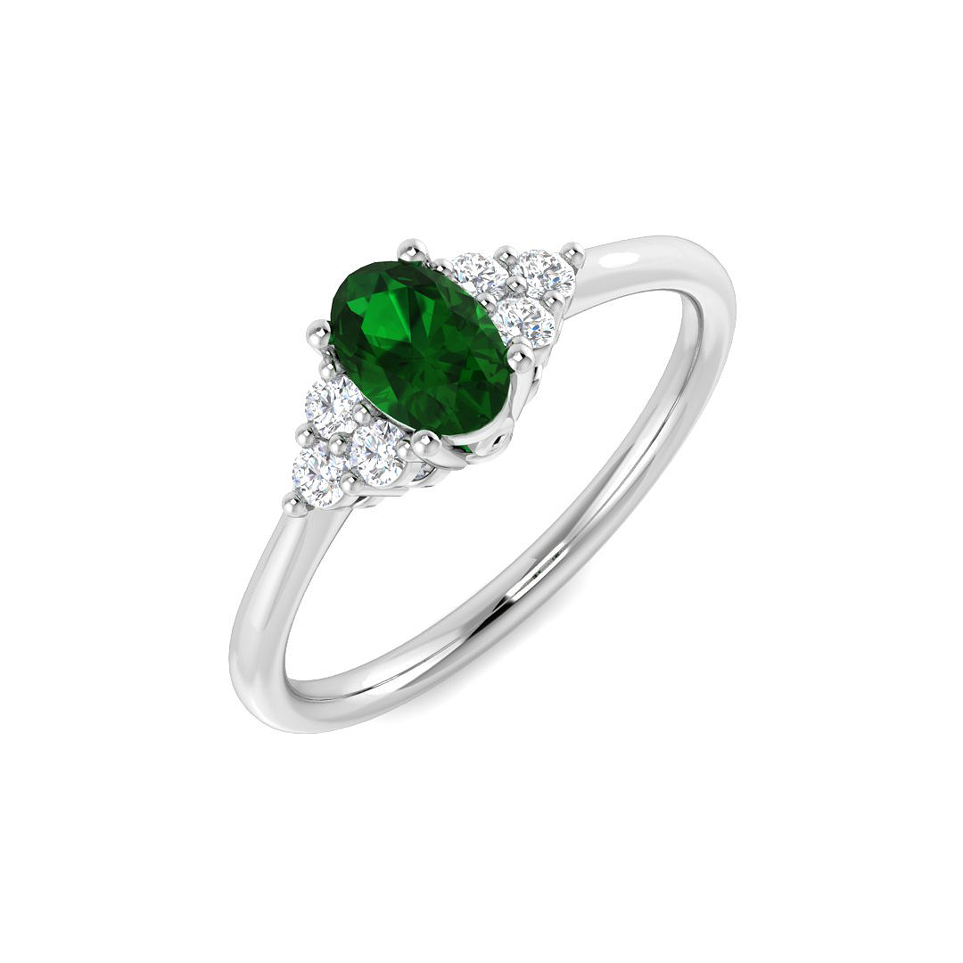 Emerald Ring in 9K White Gold
