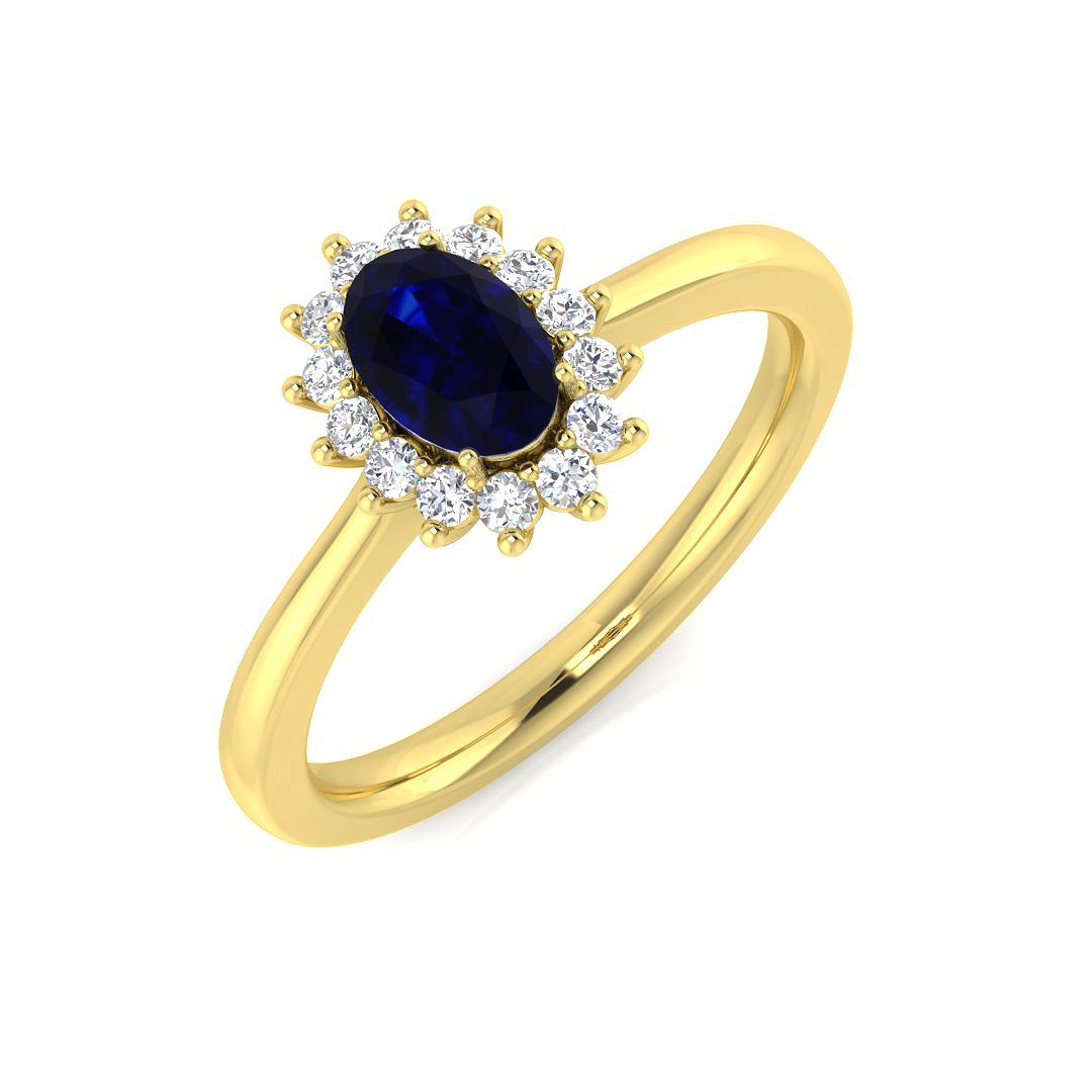 Blue Sapphire Ring in 9K Yellow Gold