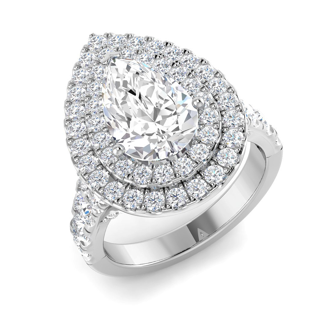 3.13ct Lab-Grown Diamond Halo Ring in 9K White Gold