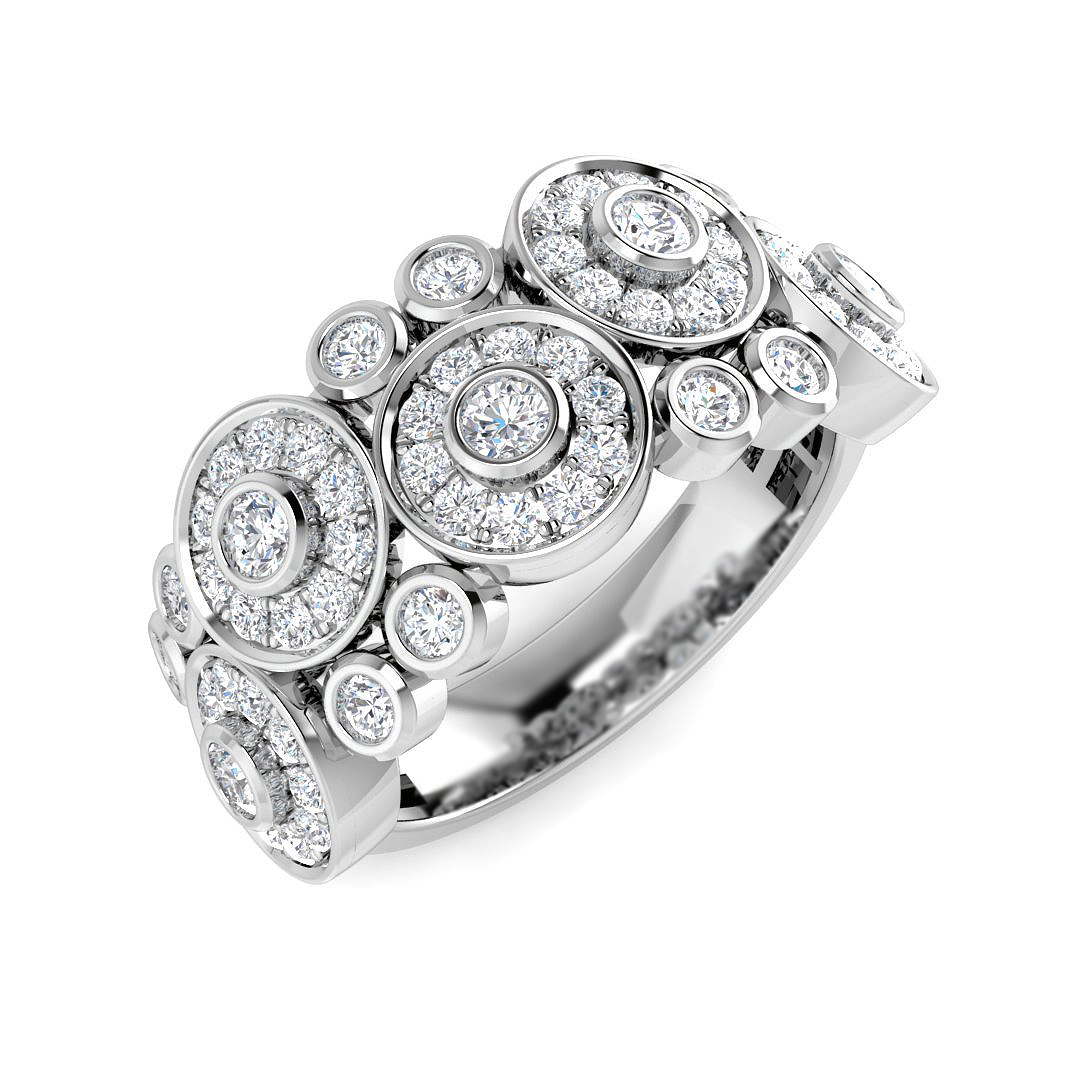 0.96ct Lab-Grown Diamond Bubble Rings Ring in 9K White Gold