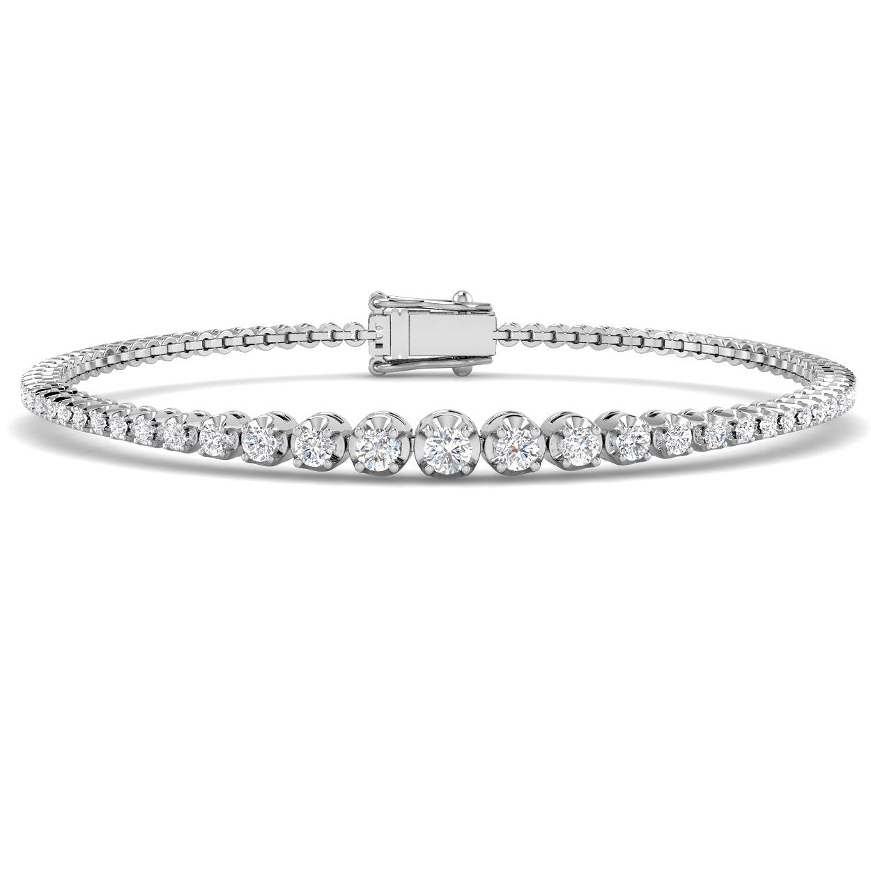 1.07ct Natural Diamond Tennis Bracelet in 9K White Gold