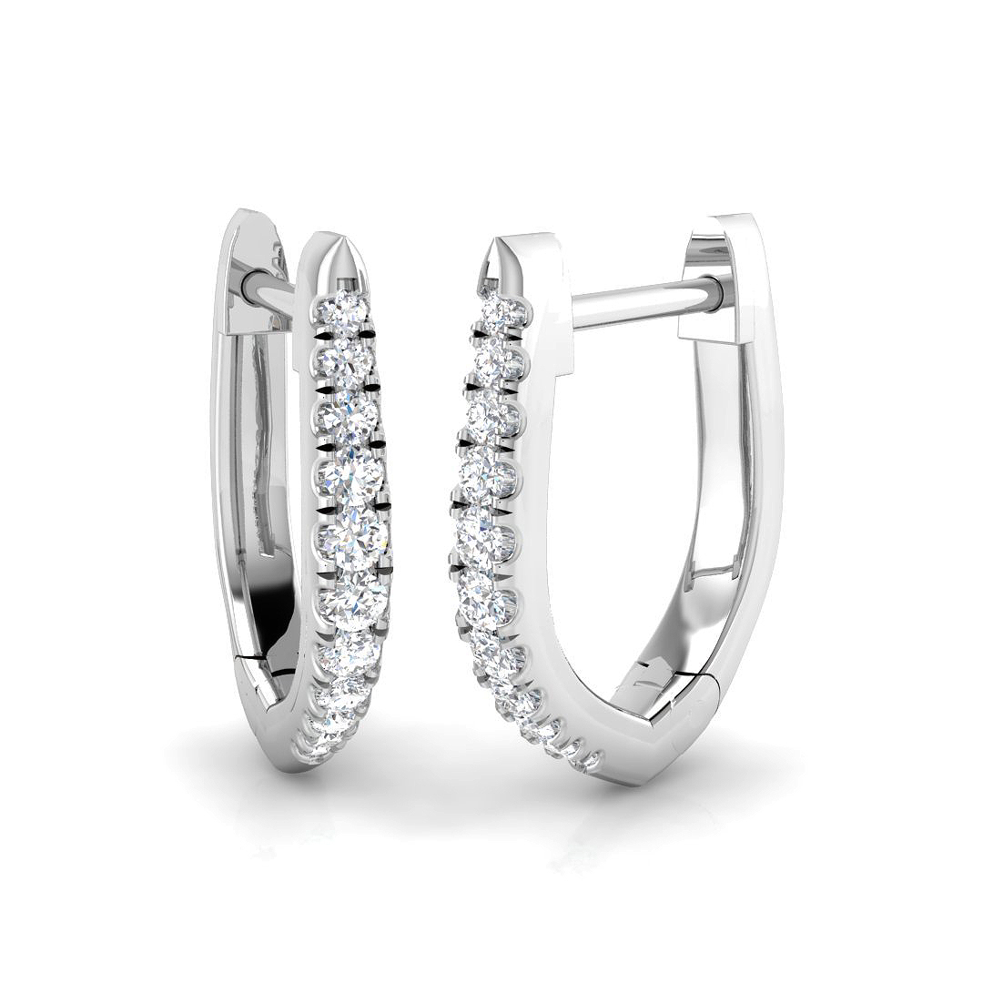 0.12ct Natural Diamond Hoop Earrings in 9K White Gold