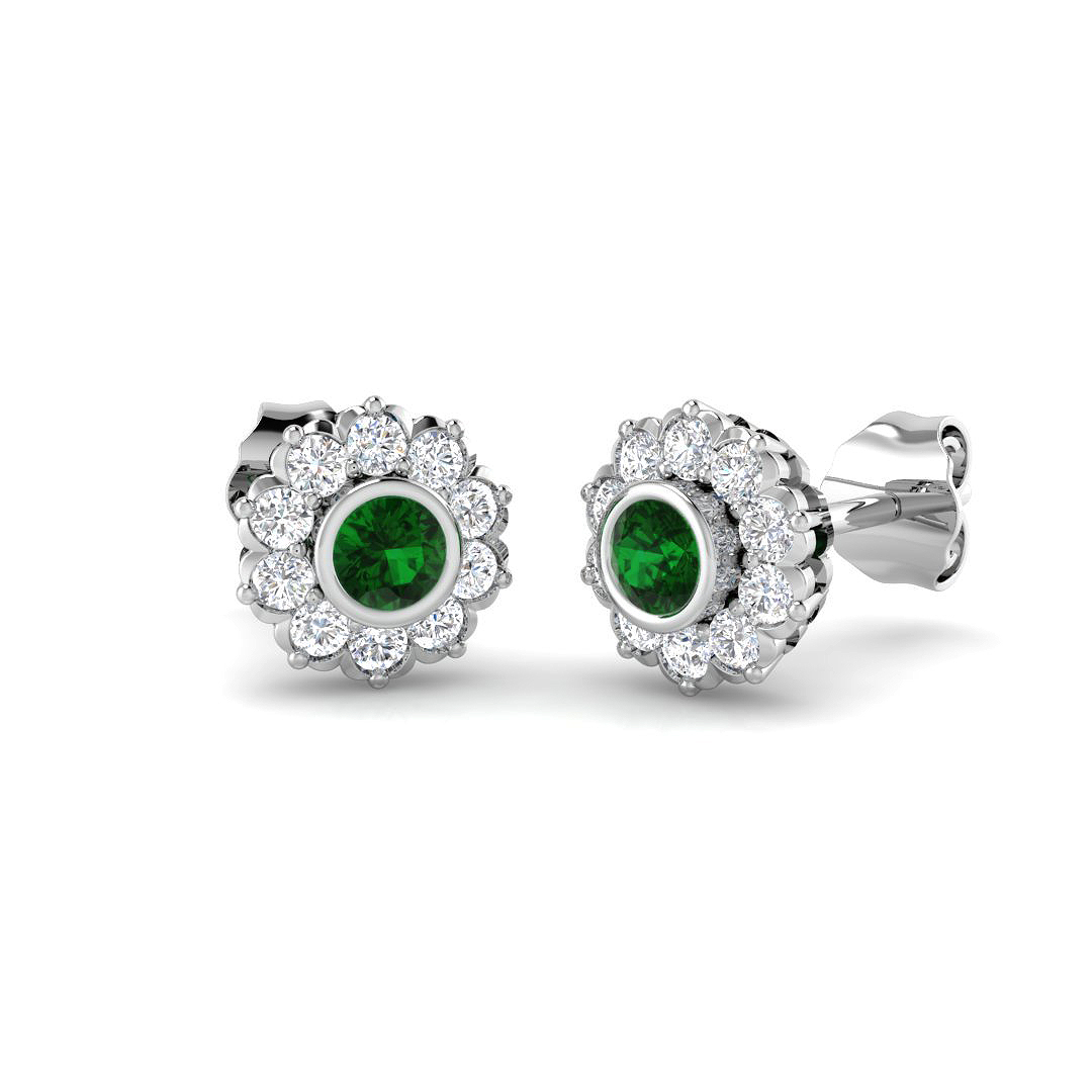 Emerald Earrings in 9K White Gold