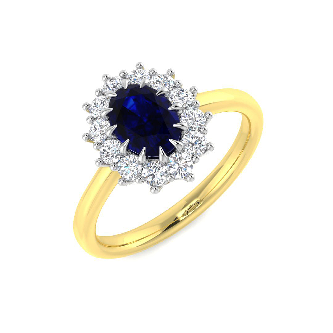 Blue Sapphire Ring in 9K Two Tone