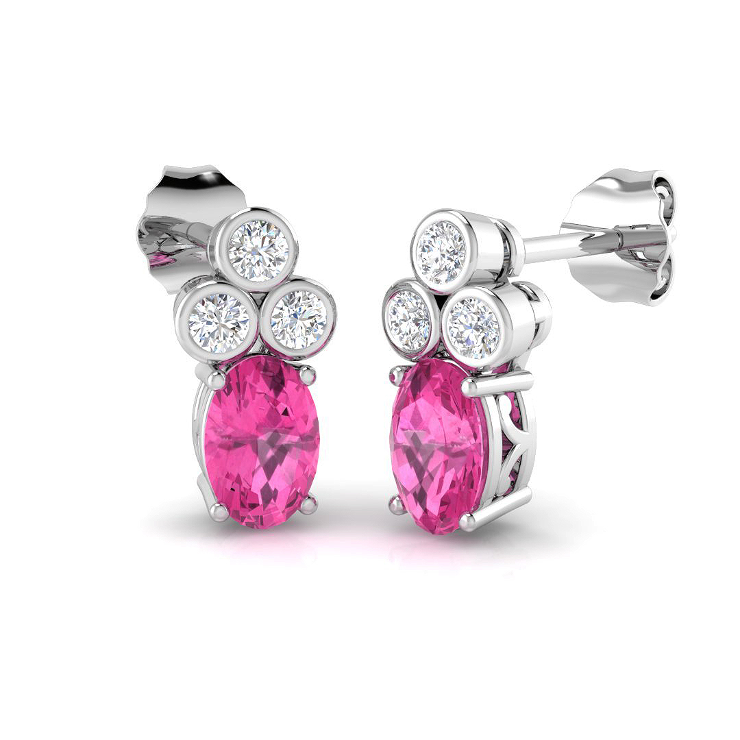 Drop & Trilogy Earrings in 9K White Gold