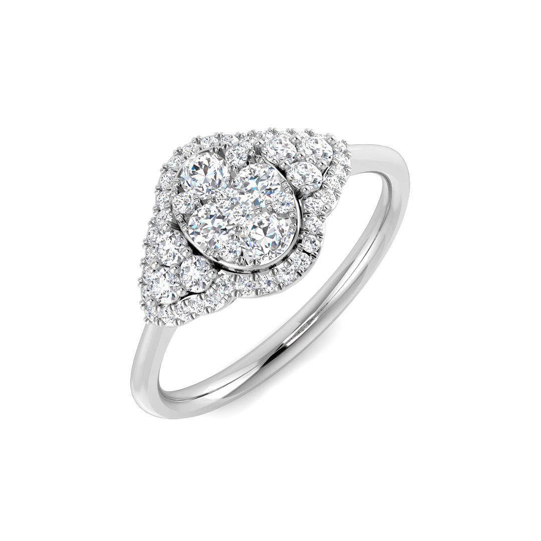 0.48ct Natural Diamond Cluster Ring in 18K White Gold