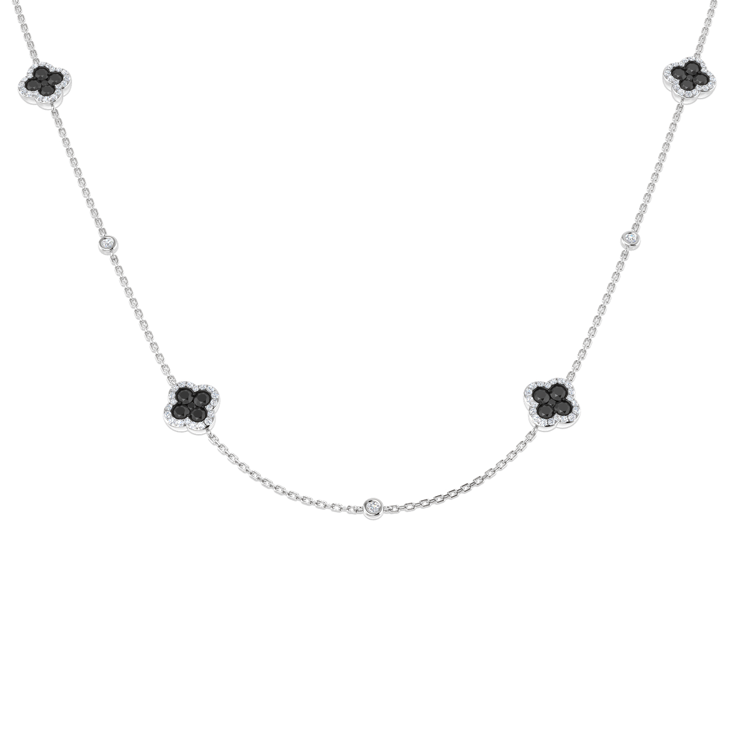 1.40ct Natural Diamond Clover Necklace in 9K White Gold