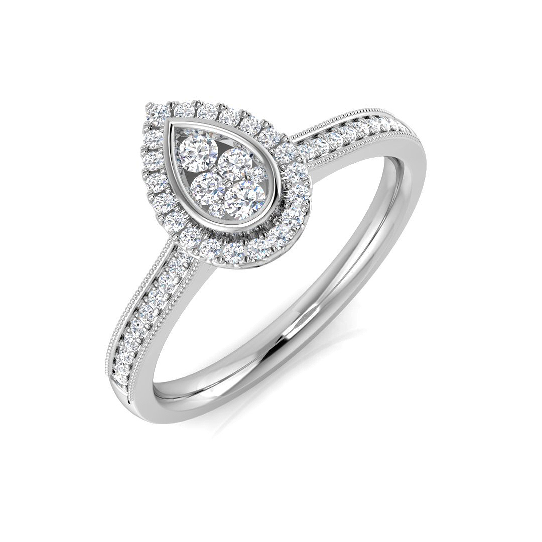 0.23ct Natural Diamond Cluster Ring in 18K White Gold