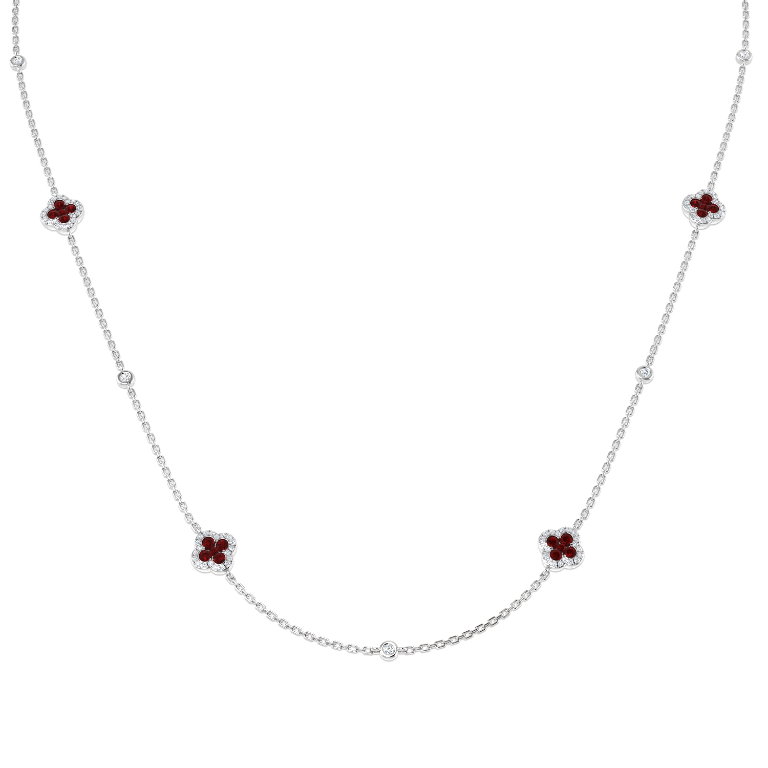 Ruby Necklace in 18K White Gold