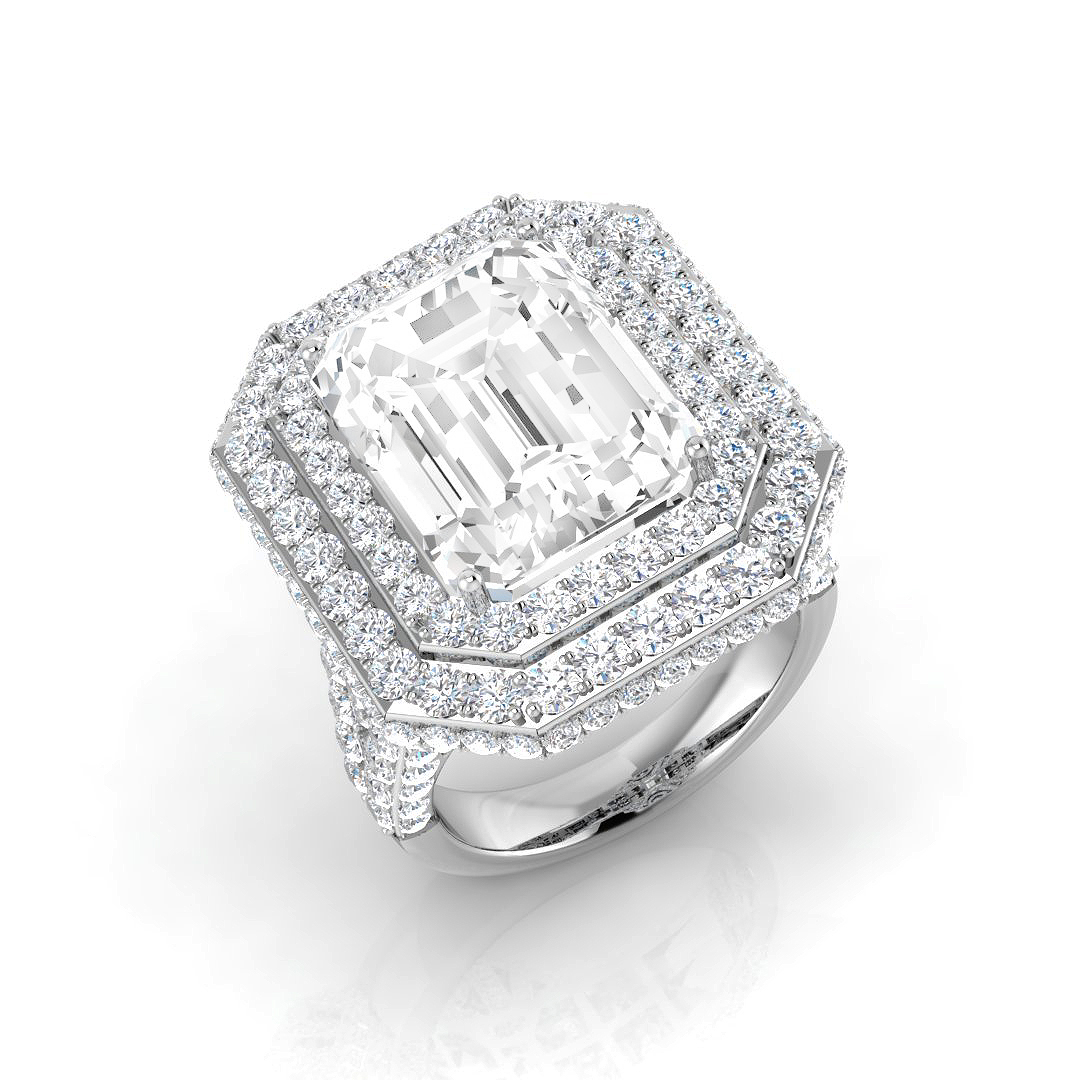 13.23ct Natural Diamond Halo Ring in Platinum Platinum