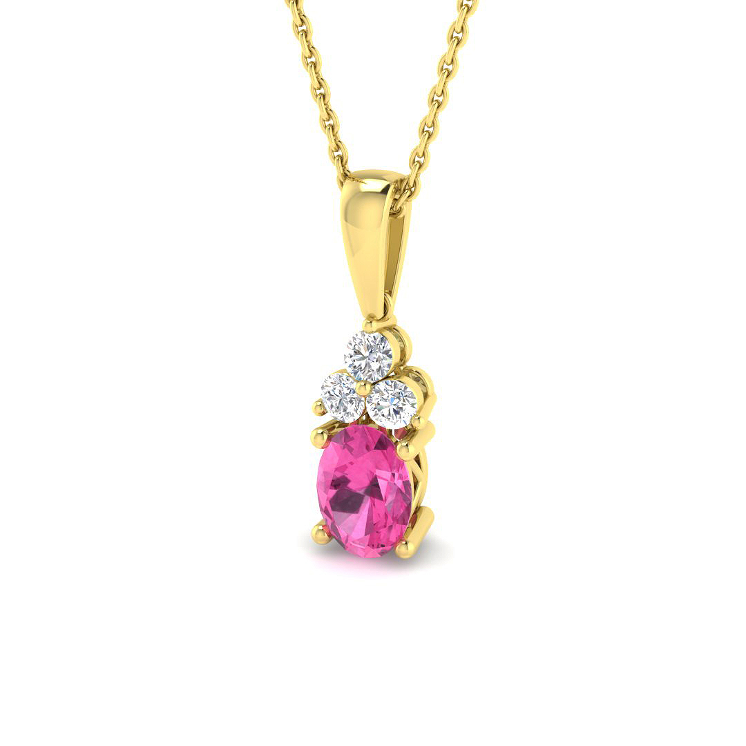 Pink Sapphire Pendant in 9K Yellow Gold