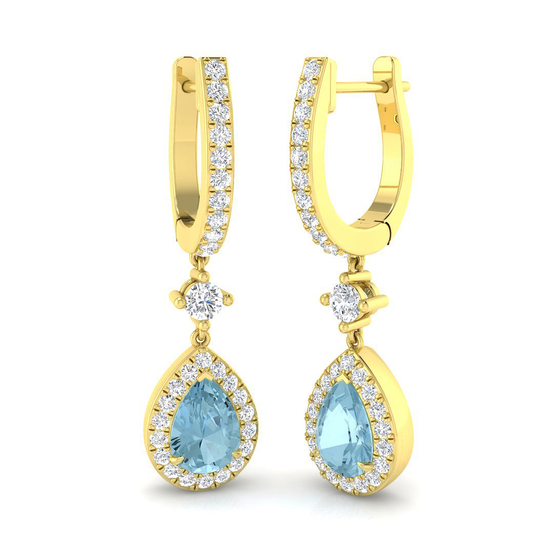Aquamarine Earrings in 18K Yellow Gold