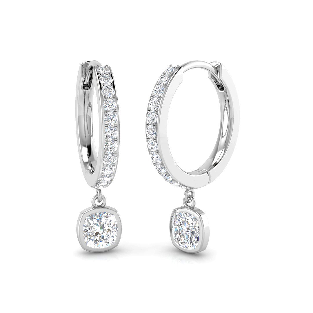 0.86ct Natural Diamond Drop & Trilogy Earrings in 18K White Gold