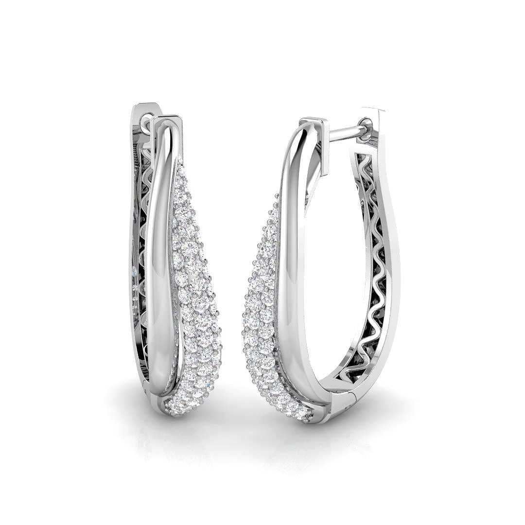 1.00ct Natural Diamond Hoops Earrings in 18K White Gold