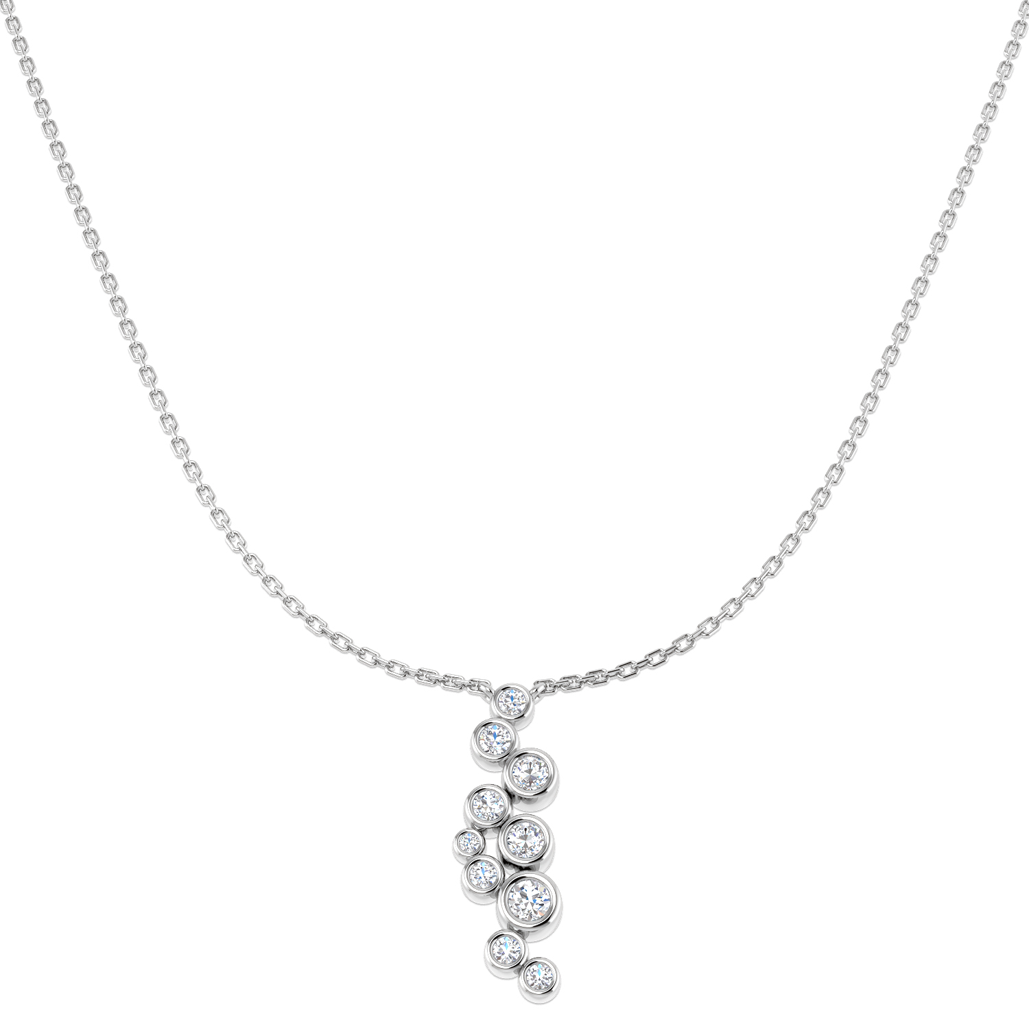 0.43ct Lab-Grown Diamond Drop & Trilogy Necklace in 9K White Gold