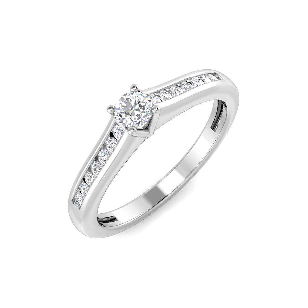 0.25ct Natural Diamond Engagement Ring in 18K White Gold