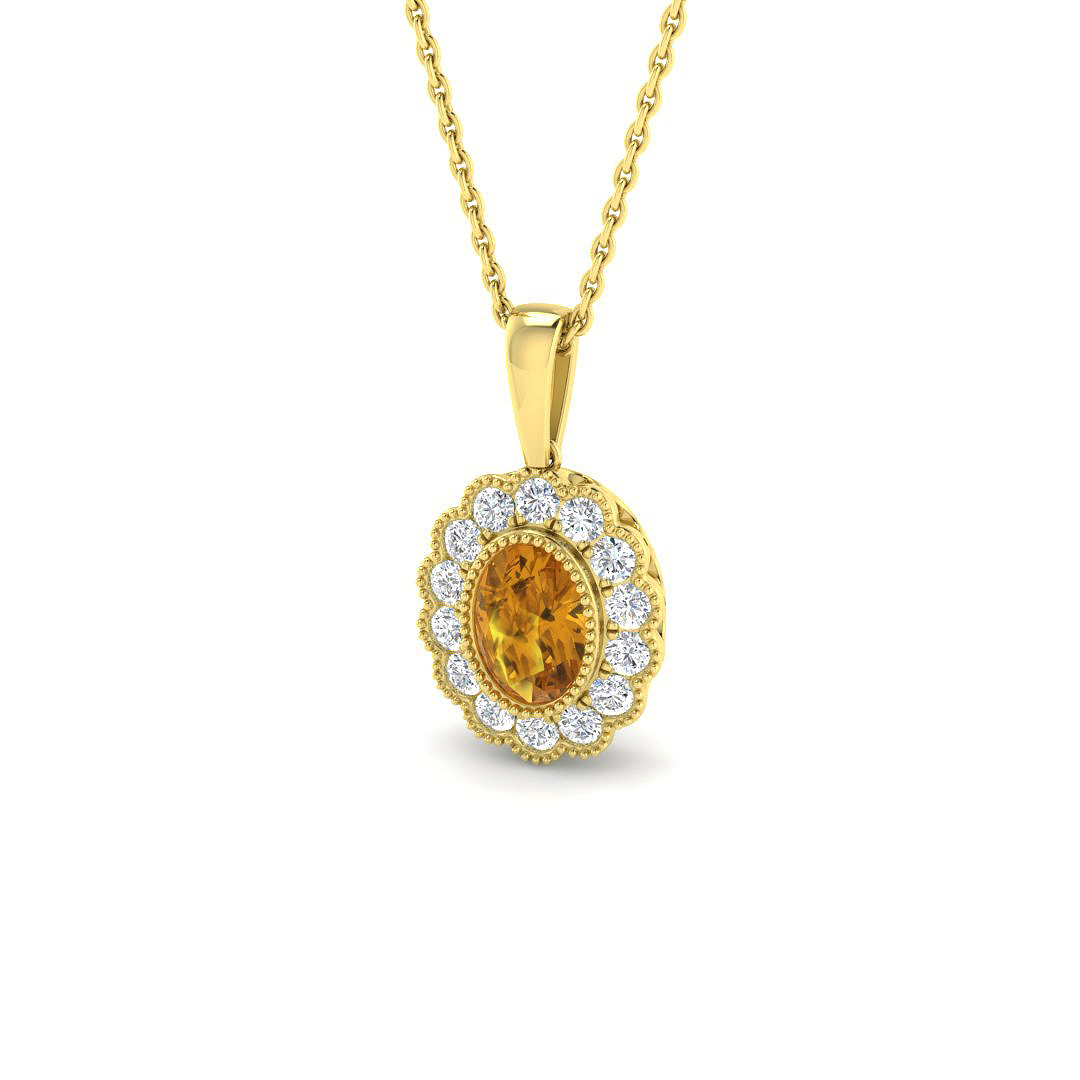 Halo Pendant in 9K Yellow Gold