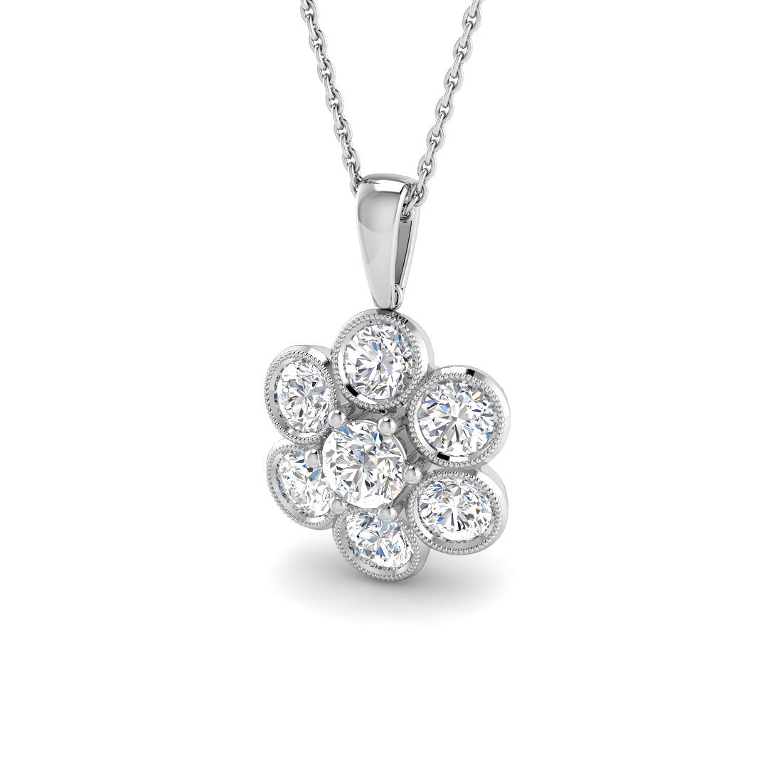 1.94ct Lab-Grown Diamond Cluster Pendant in 9K White Gold