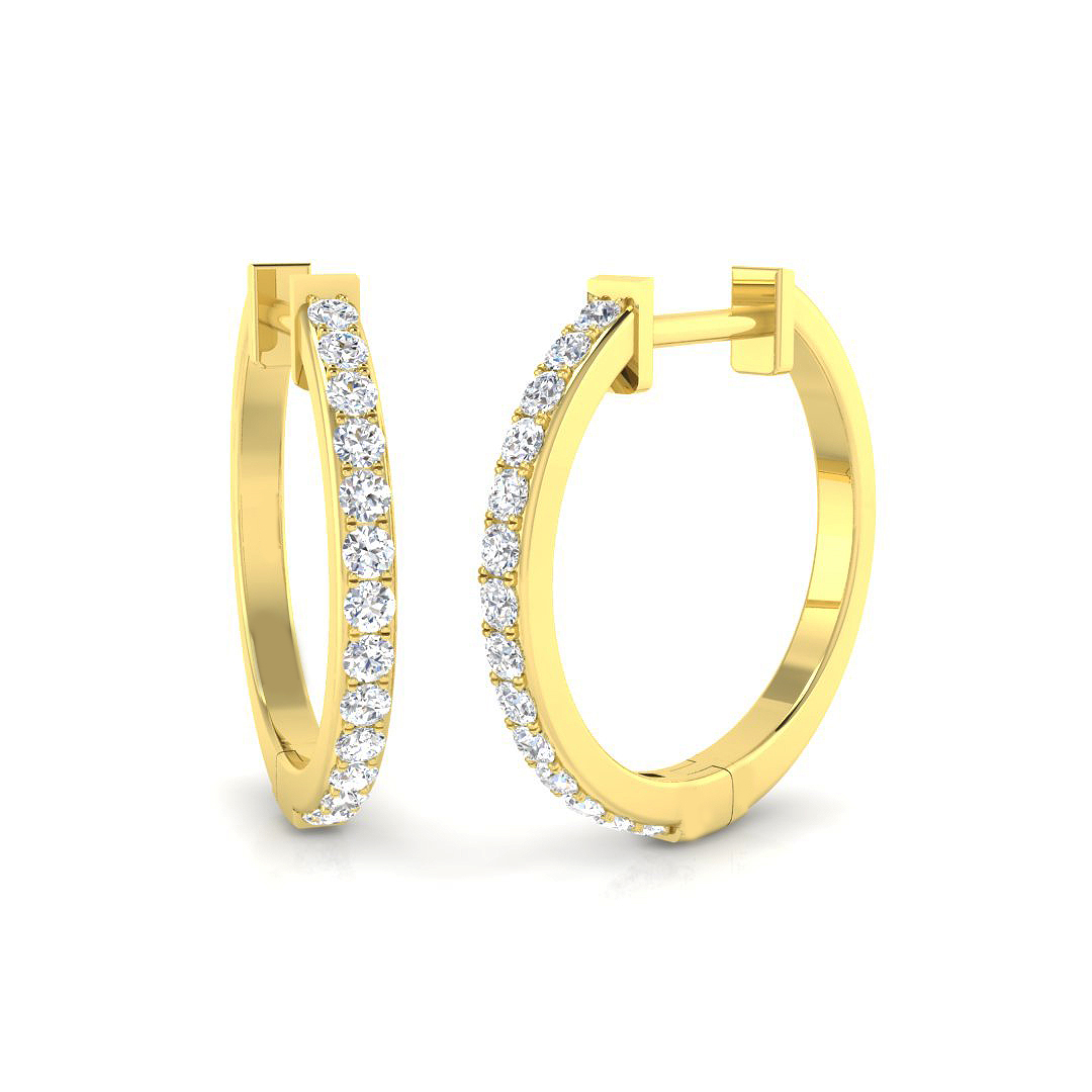 0.31ct Natural Diamond Hoops Earrings in 9K Yellow Gold
