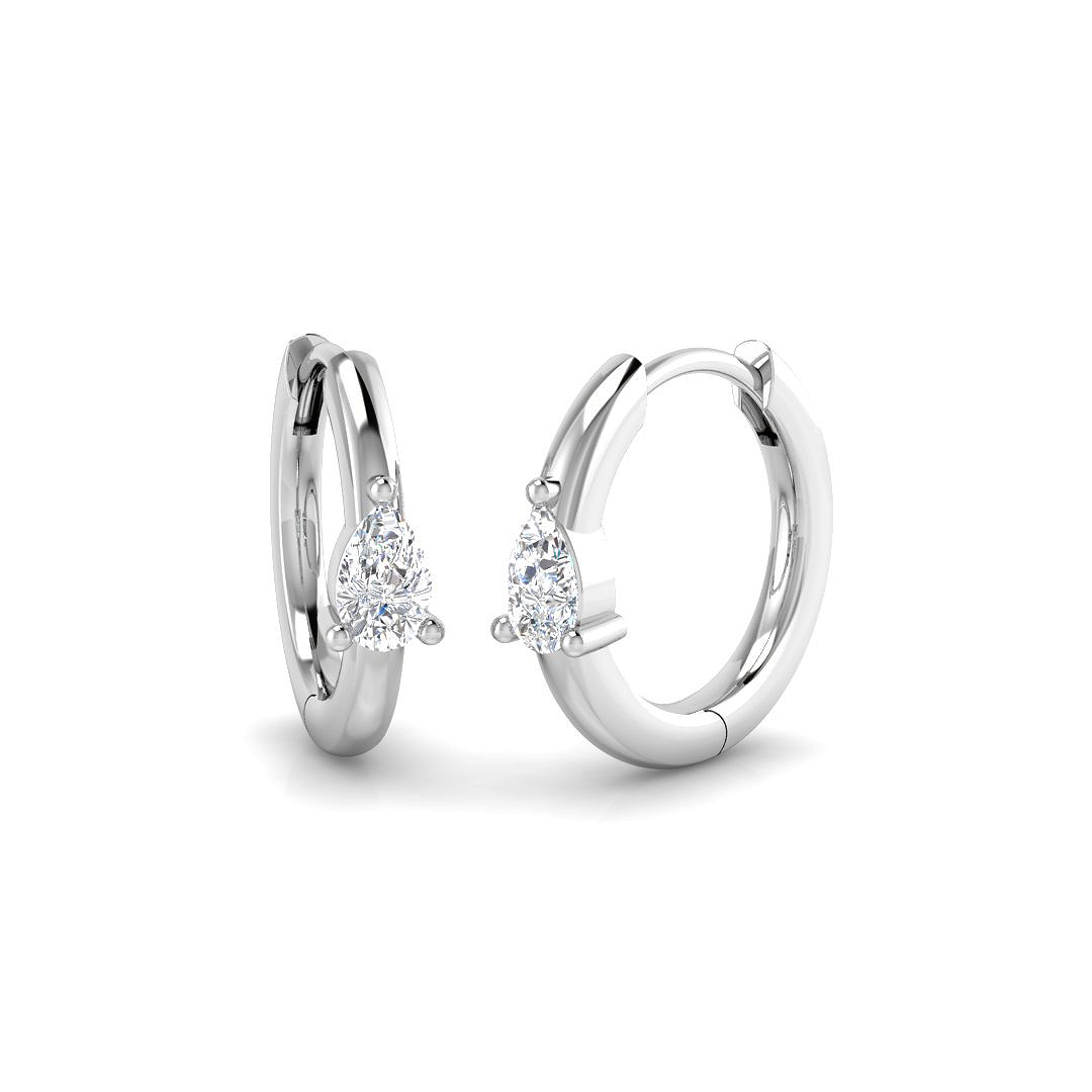 0.29ct Natural Diamond Hoops Earrings in 18K White Gold