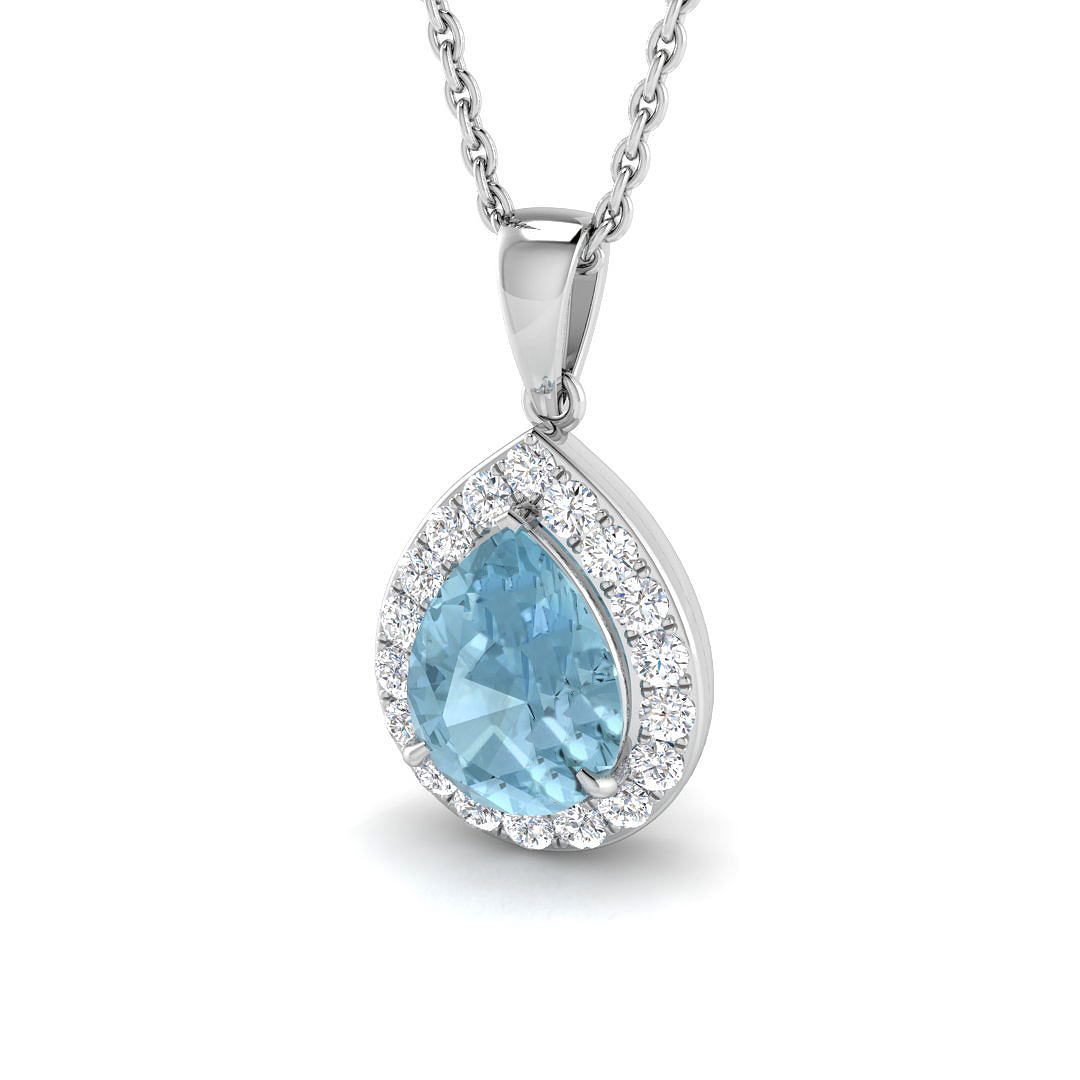Halo Pendant in 9K White Gold