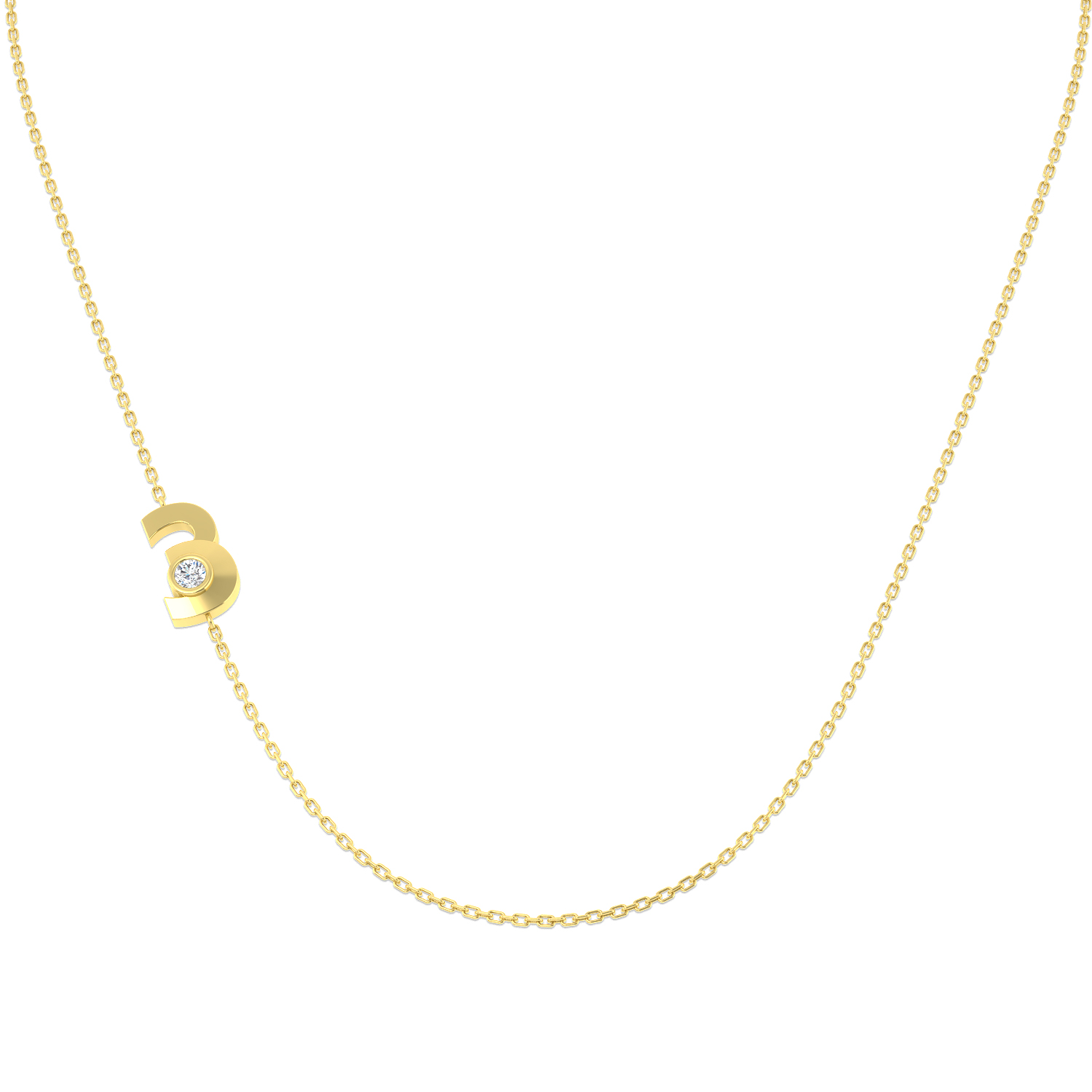 0.07ct Lab-Grown Diamond Numbers Necklace in 9K Yellow Gold