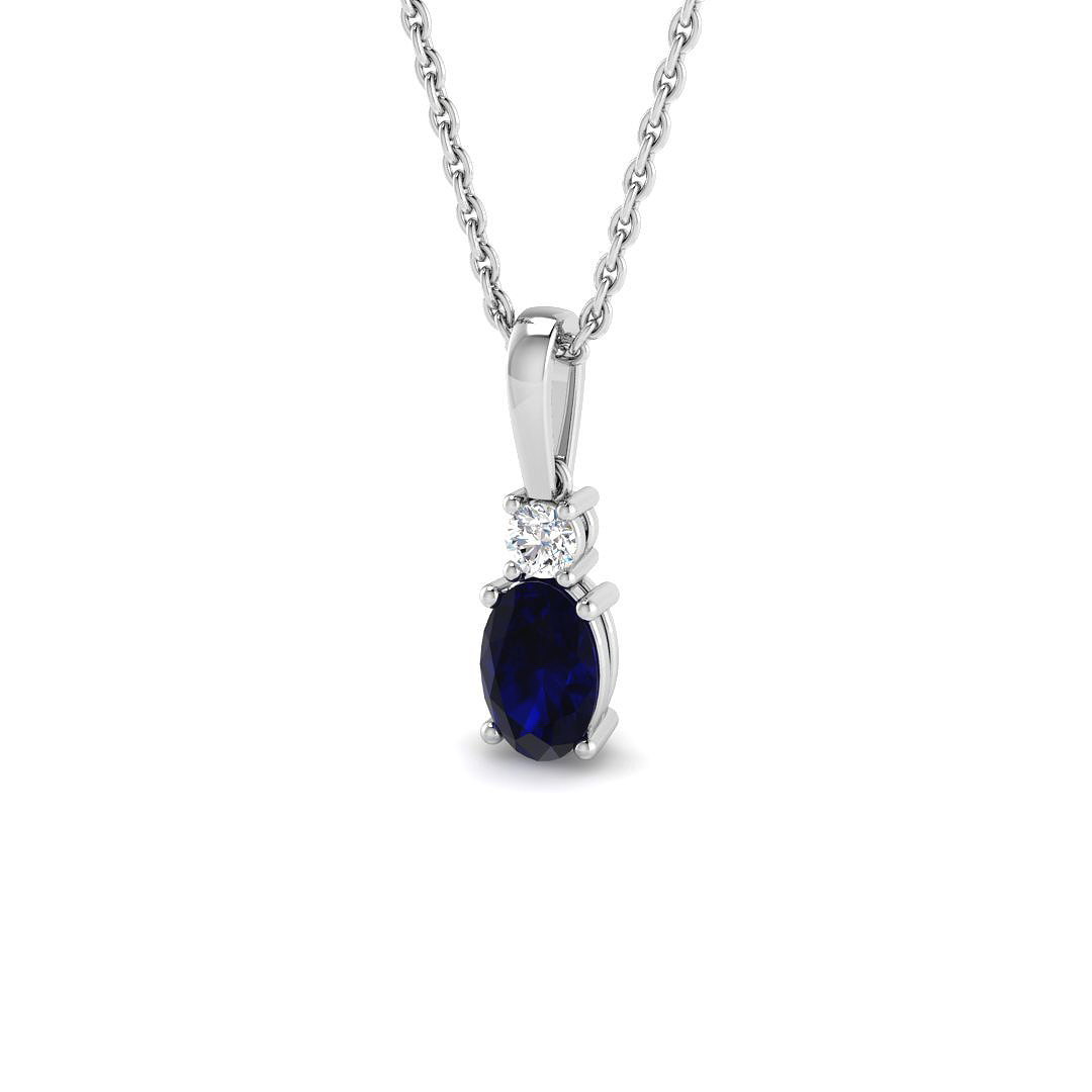 Blue Sapphire Pendant in 9K White Gold