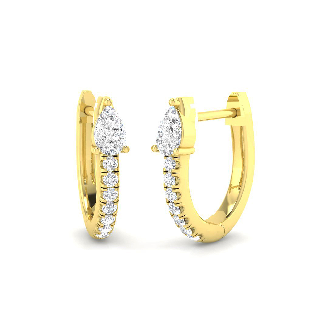 0.40ct Natural Diamond Hoops Earrings in 18K Yellow Gold