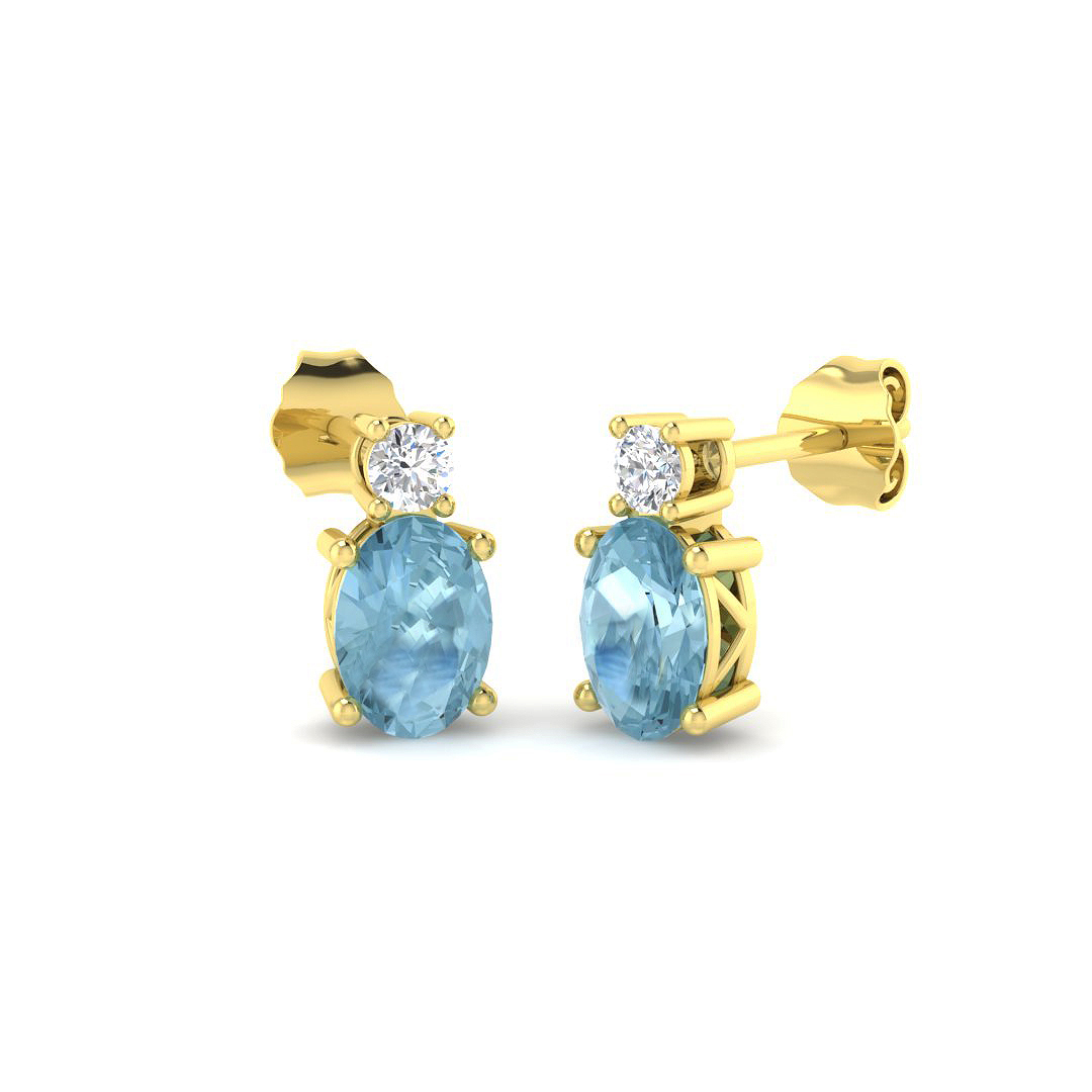 Aquamarine Earrings in 9K Yellow Gold