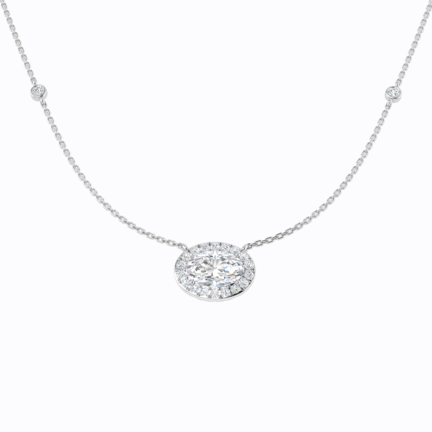 2.73ct Lab-Grown Diamond Halo Necklace in 9K White Gold