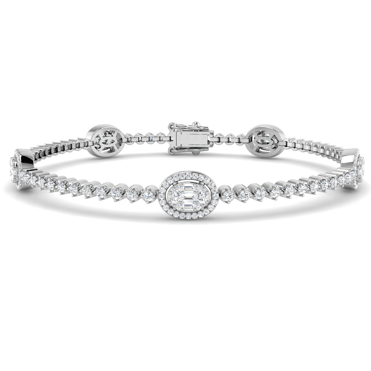 1.50ct Natural Diamond Baguette & Brilliant Bracelet in 18K White Gold