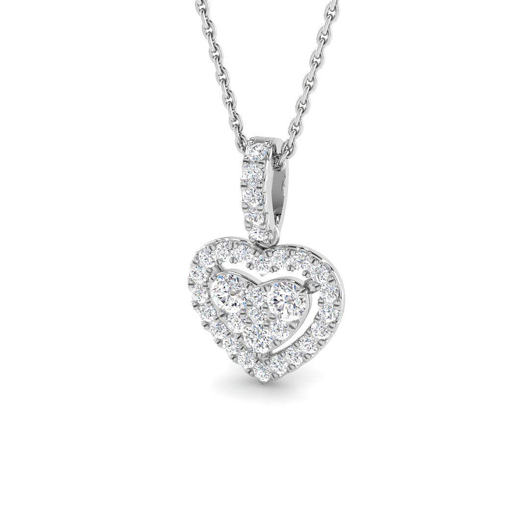 0.44ct Lab-Grown Diamond Heart Pendant in 9K White Gold
