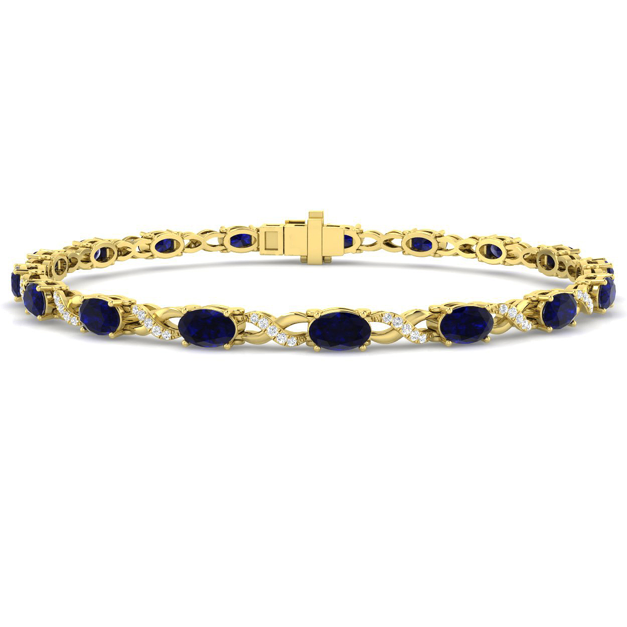 Blue Sapphire Bracelet in 9K Yellow Gold