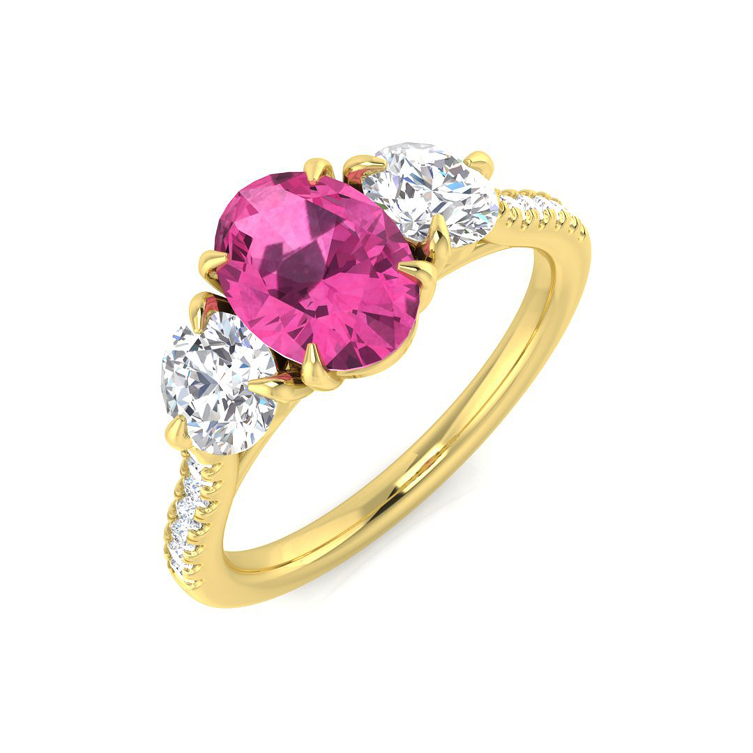 Pink Sapphire Ring in 18K Yellow Gold